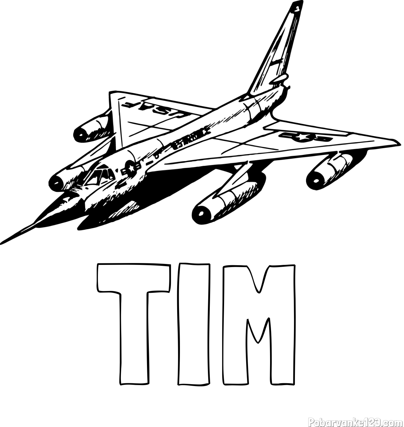 Pobarvanka imena TIM in pobarvanka vojaškega lovca