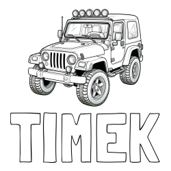 Online izdelana pobarvanka - Pobarvanka imena TIMEK in pobarvanka džipa