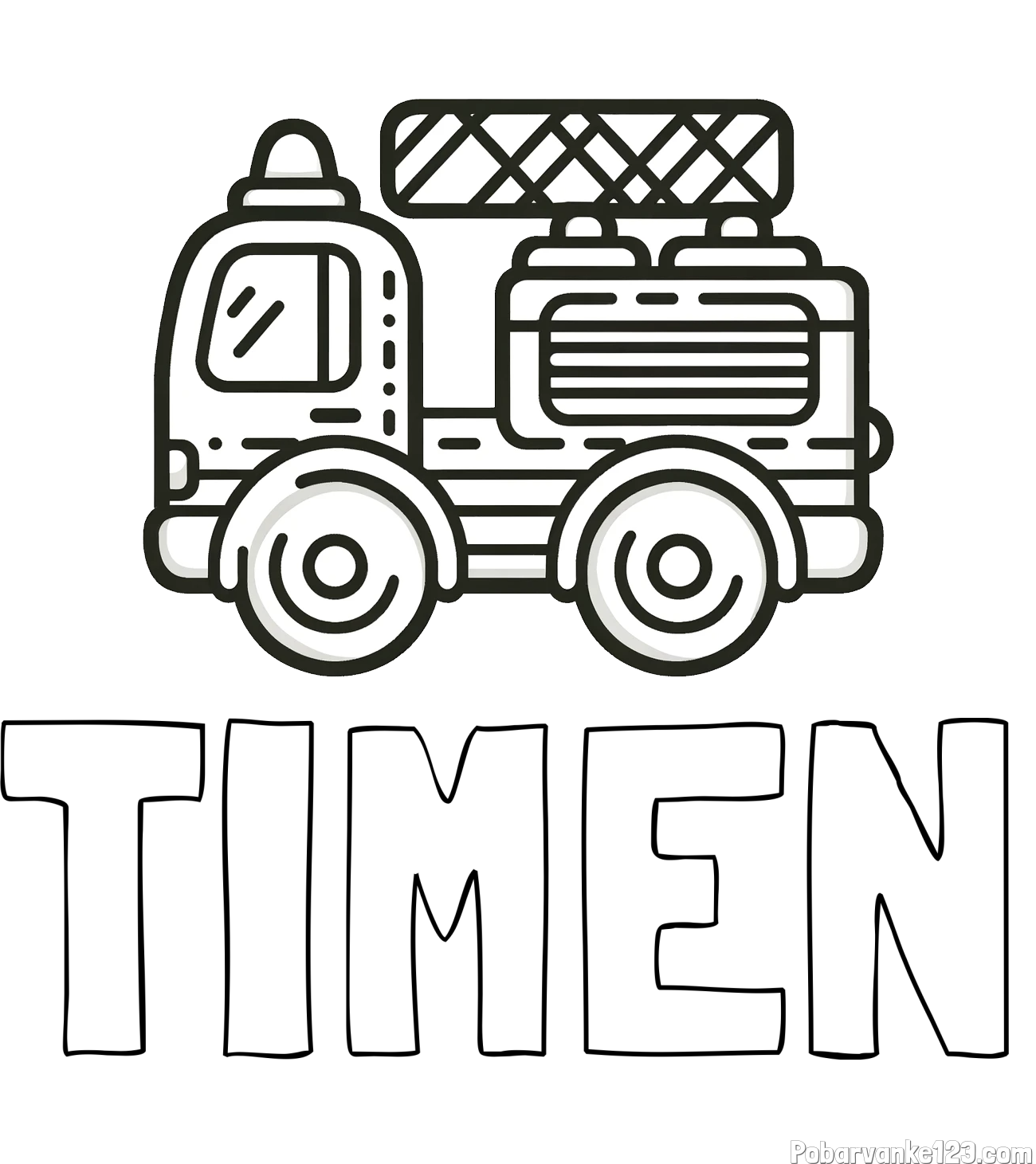 Pobarvanka imena TIMEN in pobarvanka gasilski avto