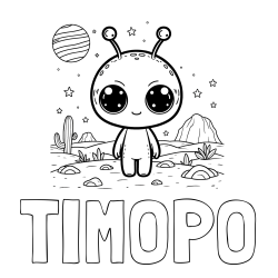 Online izdelana pobarvanka - Pobarvanka imena TIMOPO in pobarvanka marsovca