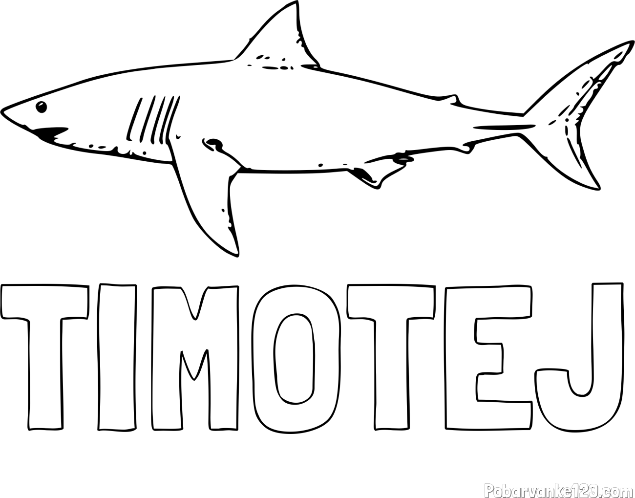 Pobarvanka imena TIMOTEJ in pobarvanka morskega psa