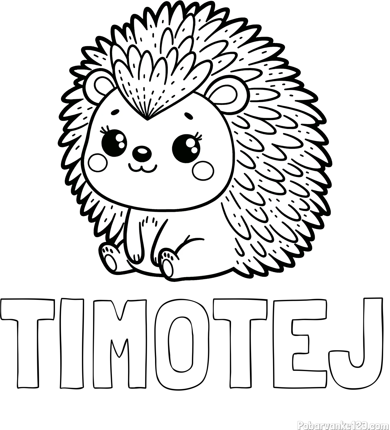 Pobarvanka imena TIMOTEJ in pobarvanka nasmejanega ježka