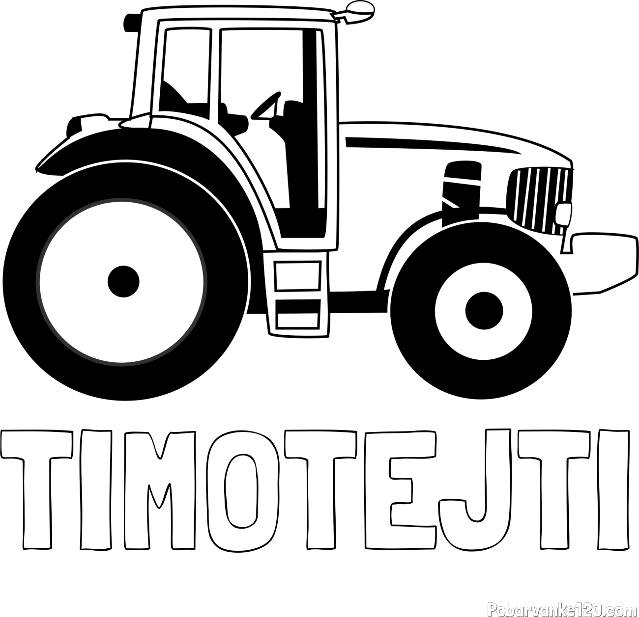 Pobarvanka imena TIMOTEJTI in pobarvanka velikega in zmogljivega traktorja