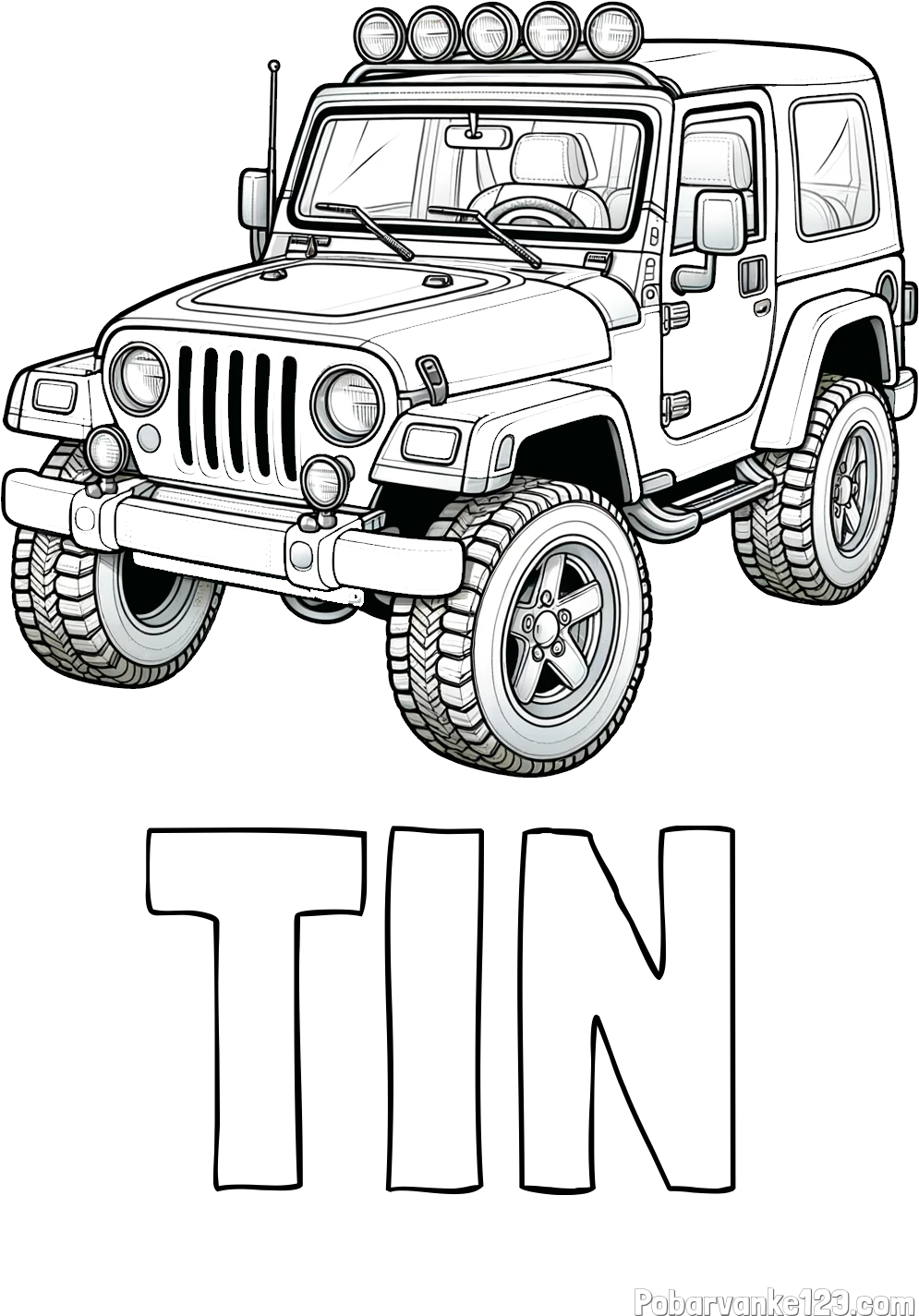 Pobarvanka imena TIN in pobarvanka džipa
