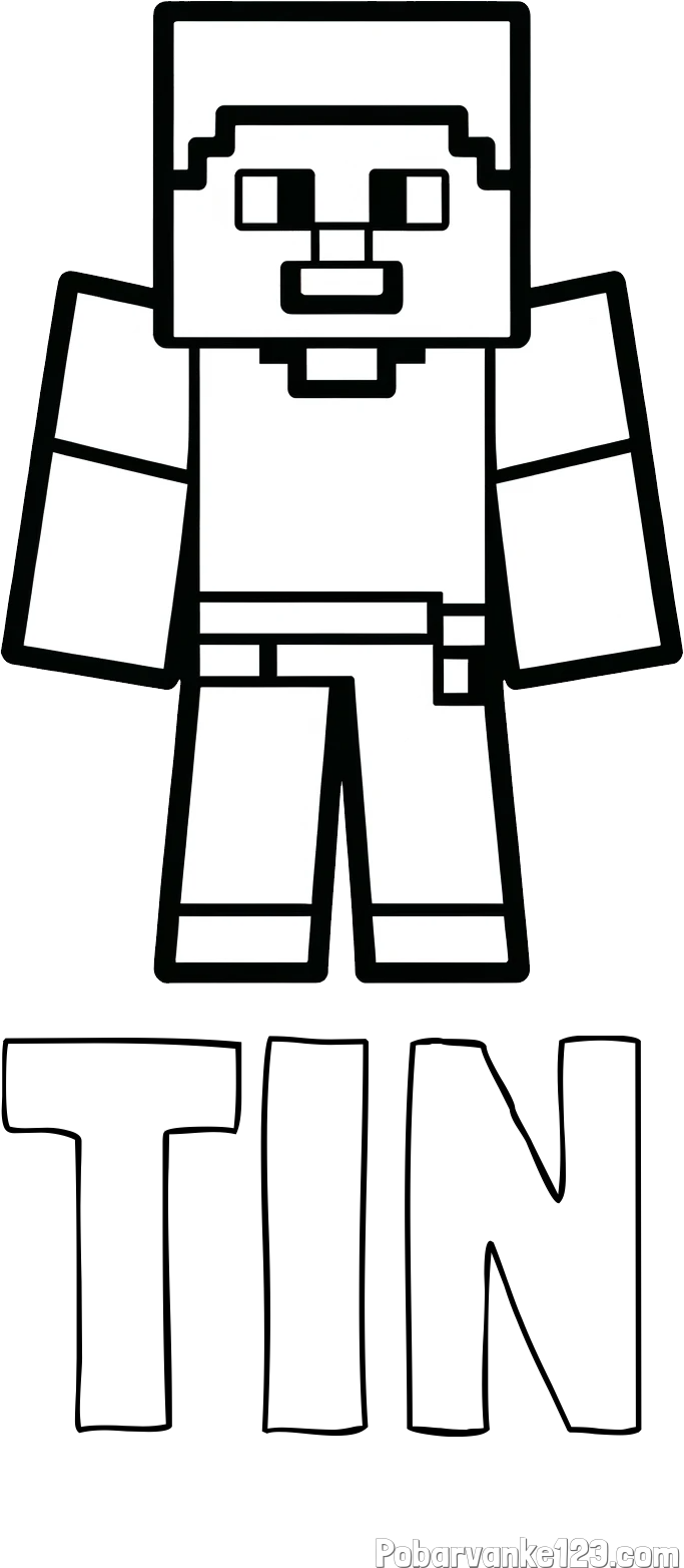 Pobarvanka imena TIN in pobarvanka Minecraft figurice