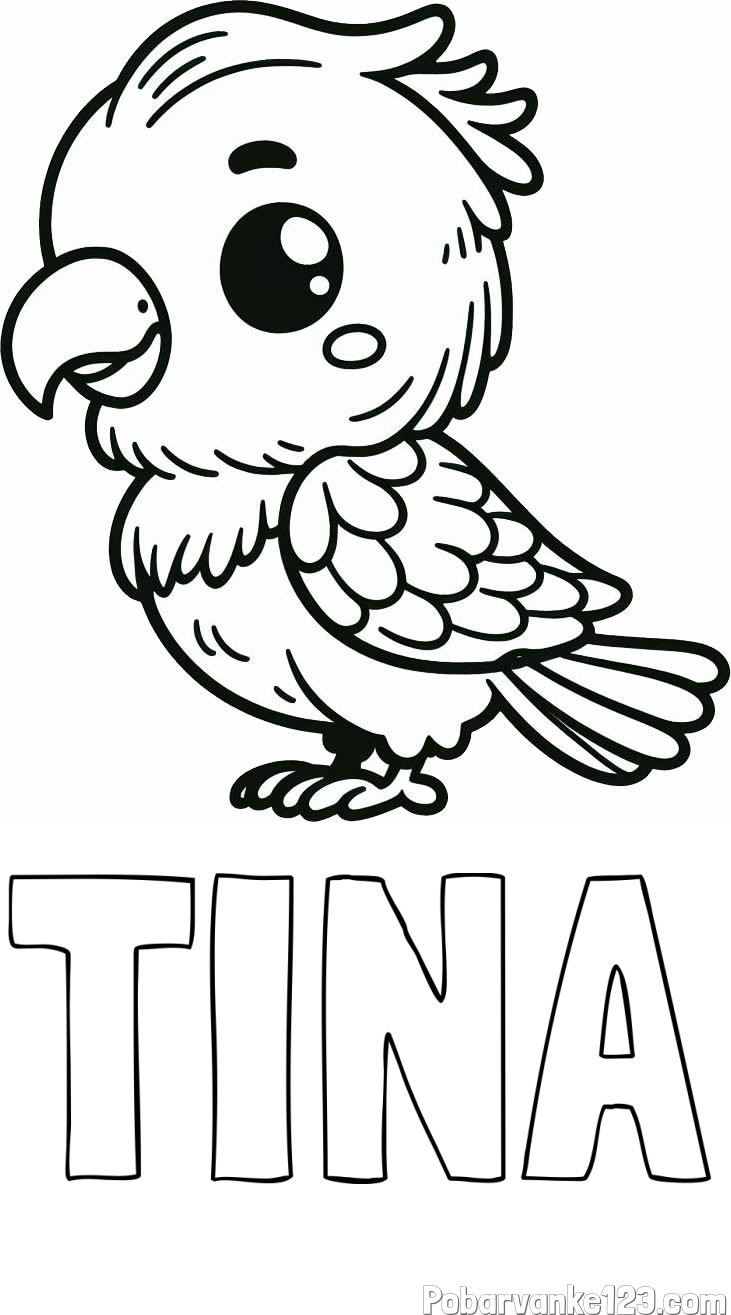 Pobarvanka imena TINA in pobarvanka ljubkega papagaja