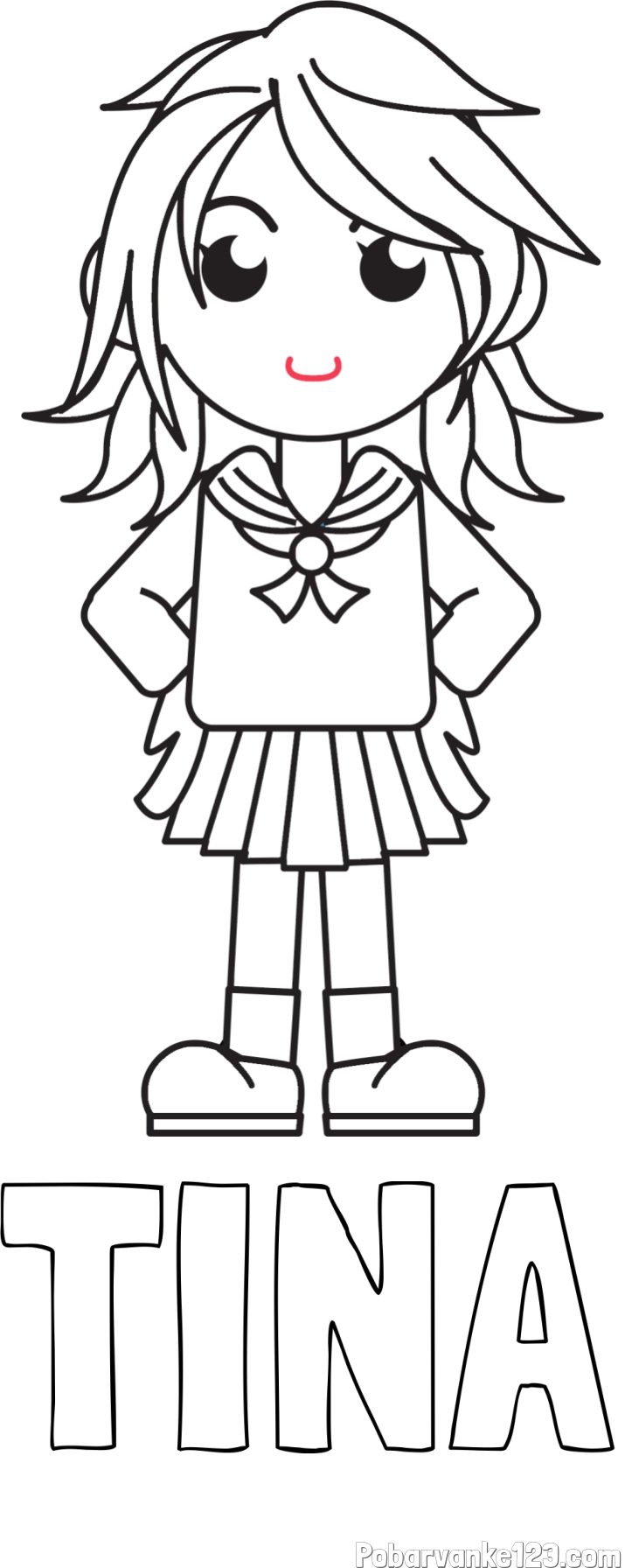 Pobarvanka imena TINA in pobarvanka šolarke