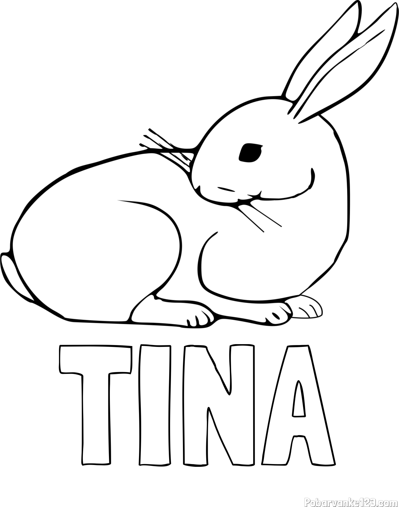 Pobarvanka imena TINA in pobarvanka zajčka, ki je nekaj opazil