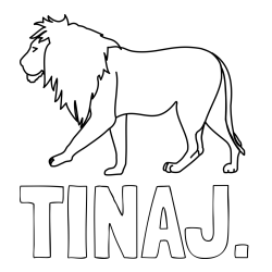 Online izdelana pobarvanka - Pobarvanka imena TINAJ. in otroška pobarvanka leva