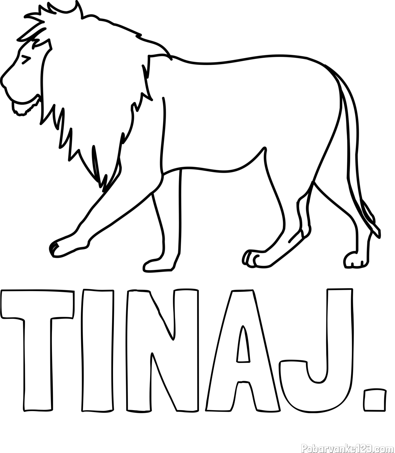 Pobarvanka imena TINAJ. in otroška pobarvanka leva