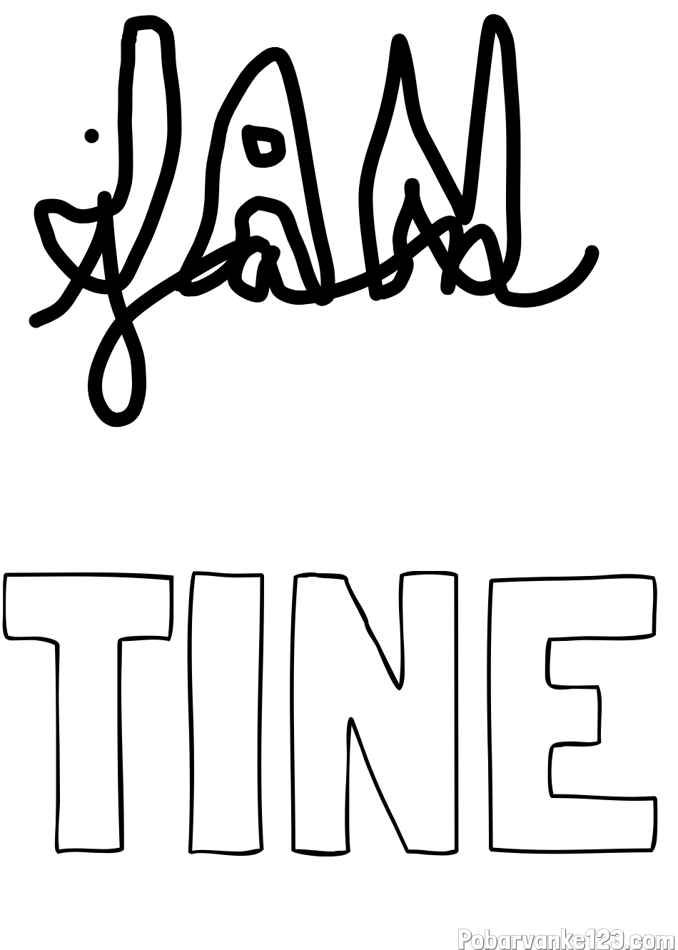 Pobarvanka imena TINE in jan ime