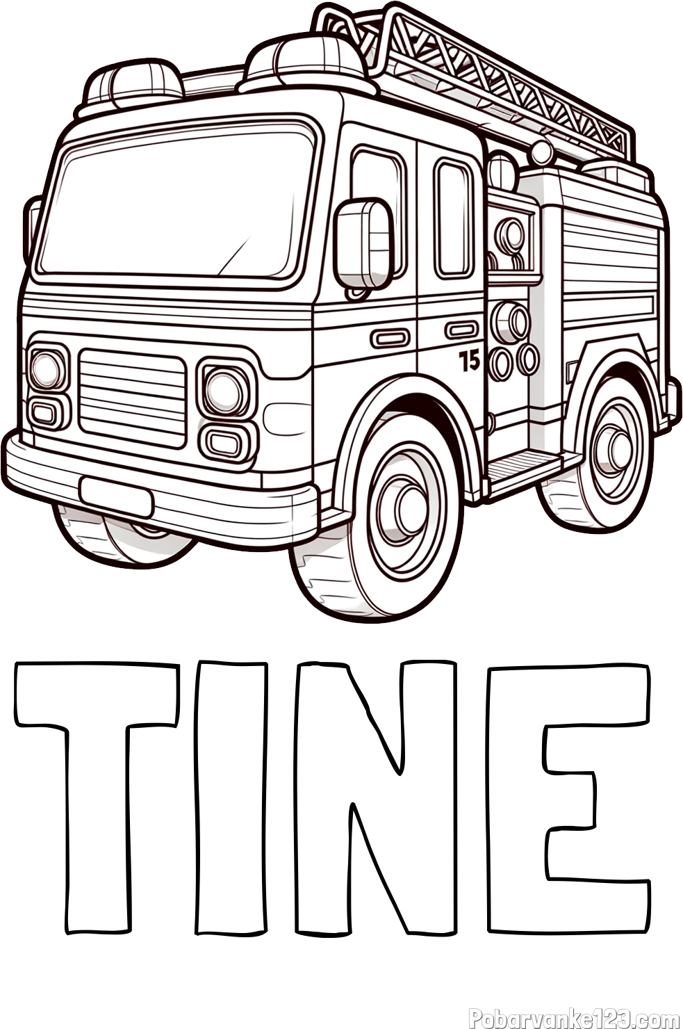 Pobarvanka imena TINE in otroška pobarvanka gasilskega avta