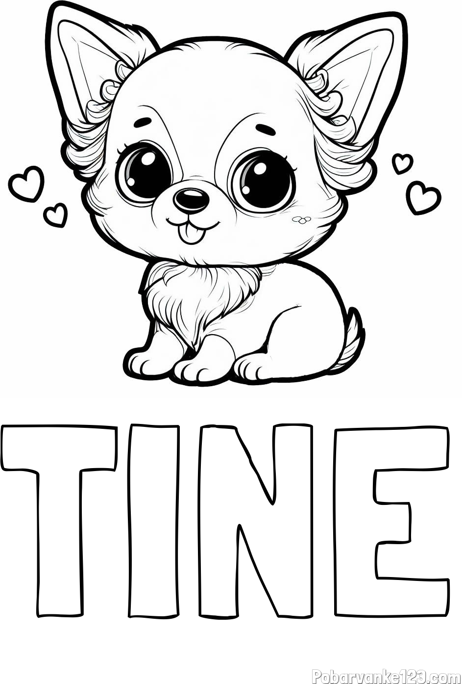 Pobarvanka imena TINE in pobarvanka čivave