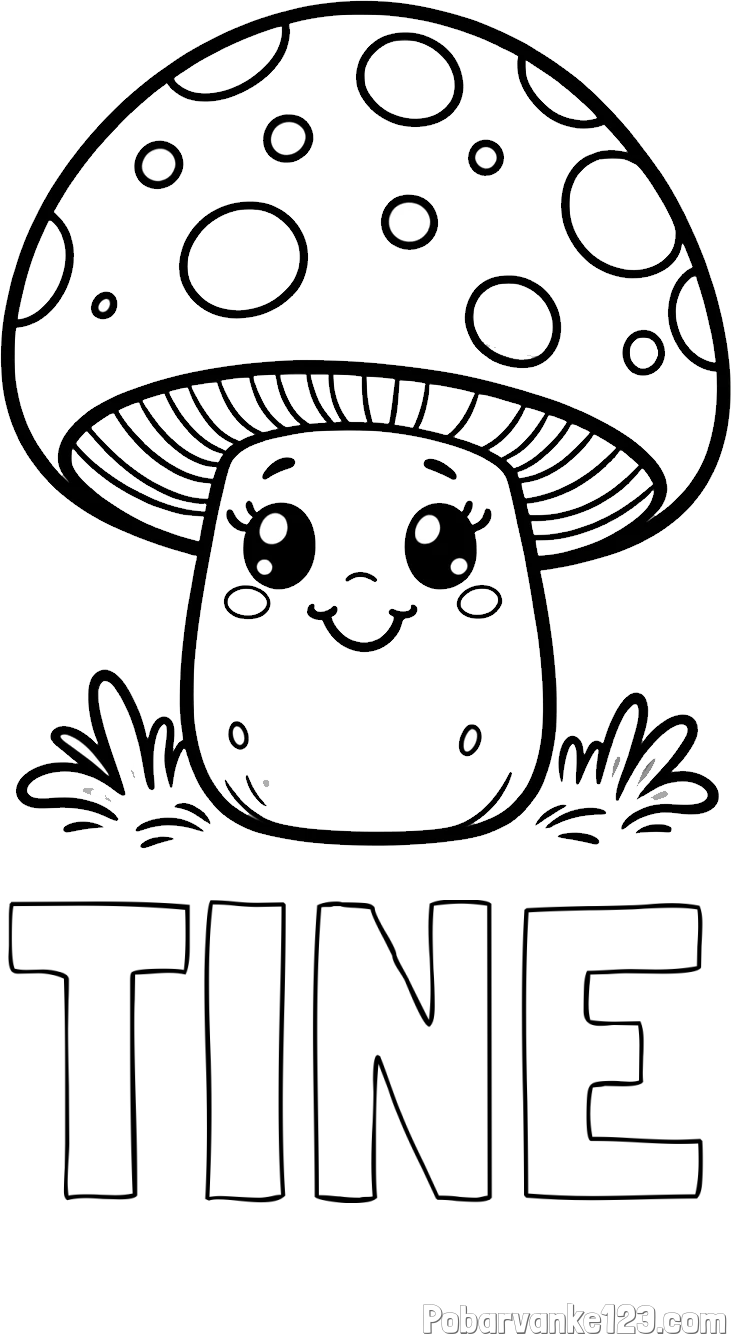 Pobarvanka imena TINE in pobarvanka ljubke gobe