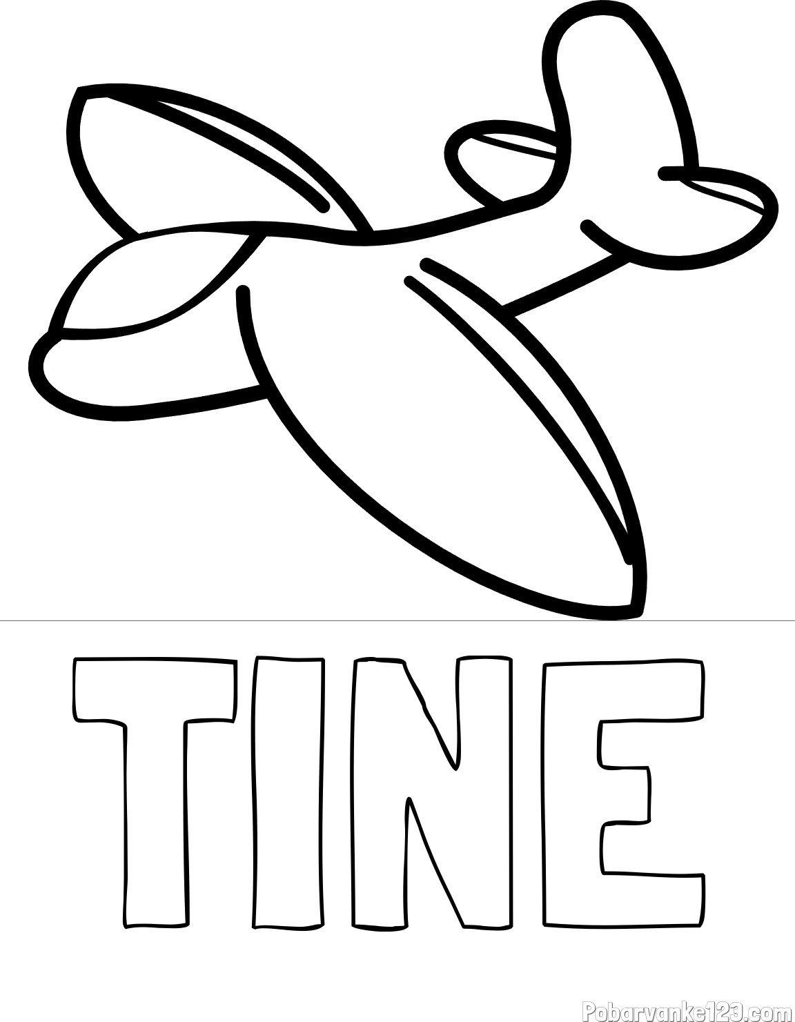 Pobarvanka imena TINE in pobarvanka majhnega letala
