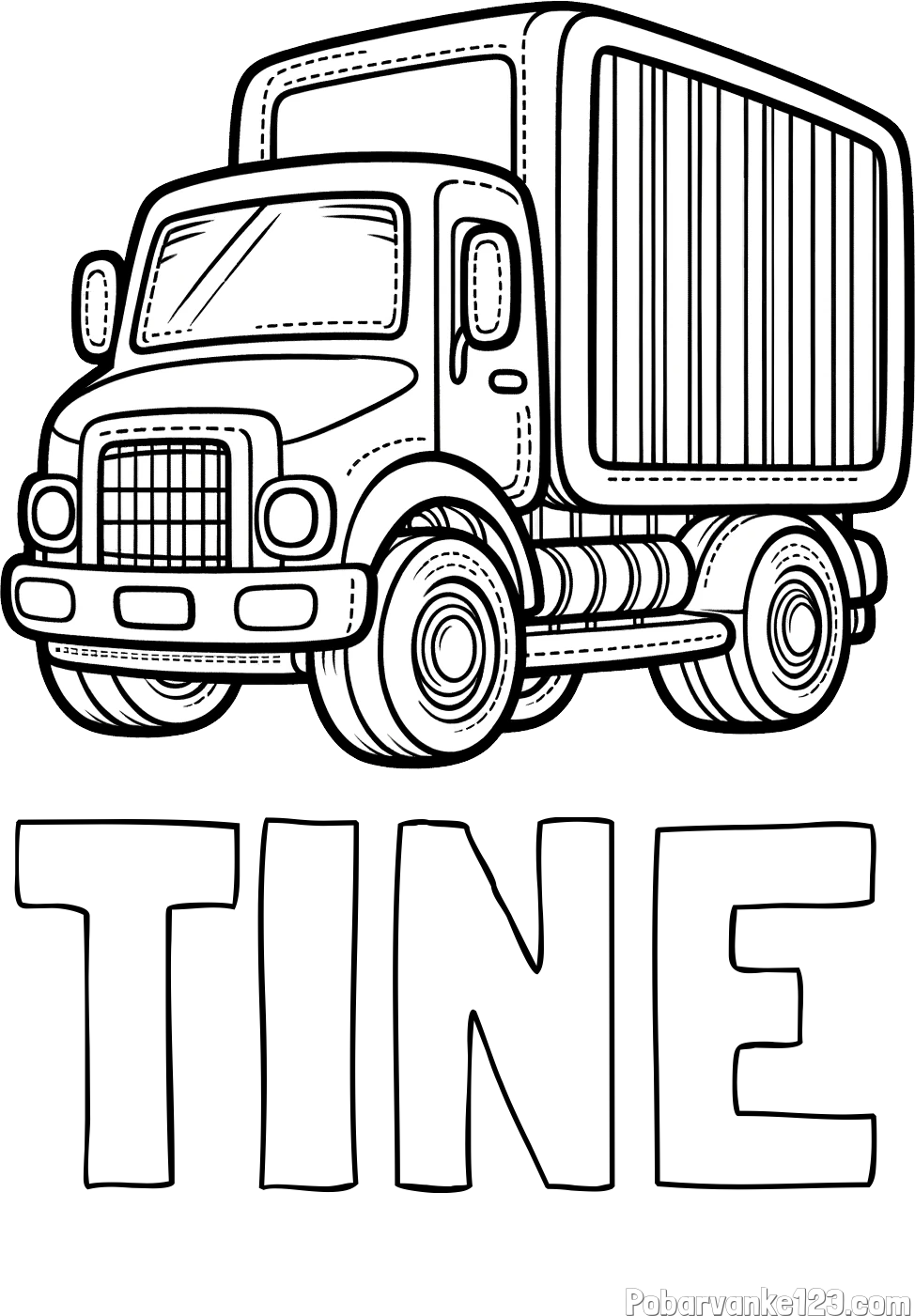 Pobarvanka imena TINE in pobarvanka majšega tovornjaka