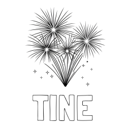 Online izdelana pobarvanka - Pobarvanka imena TINE in pobarvanka ognjemeta z zvezdicami