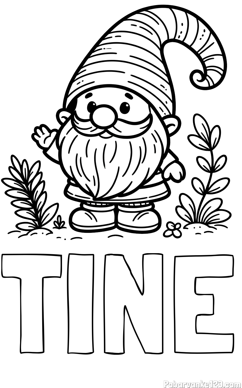 Pobarvanka imena TINE in pobarvanka prijaznega škrata oz. palčka