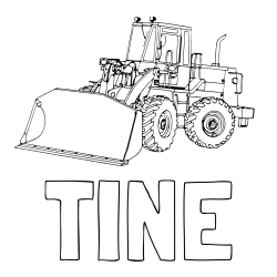 Pobarvanka imena TINE in pobarvanka velikega bagra