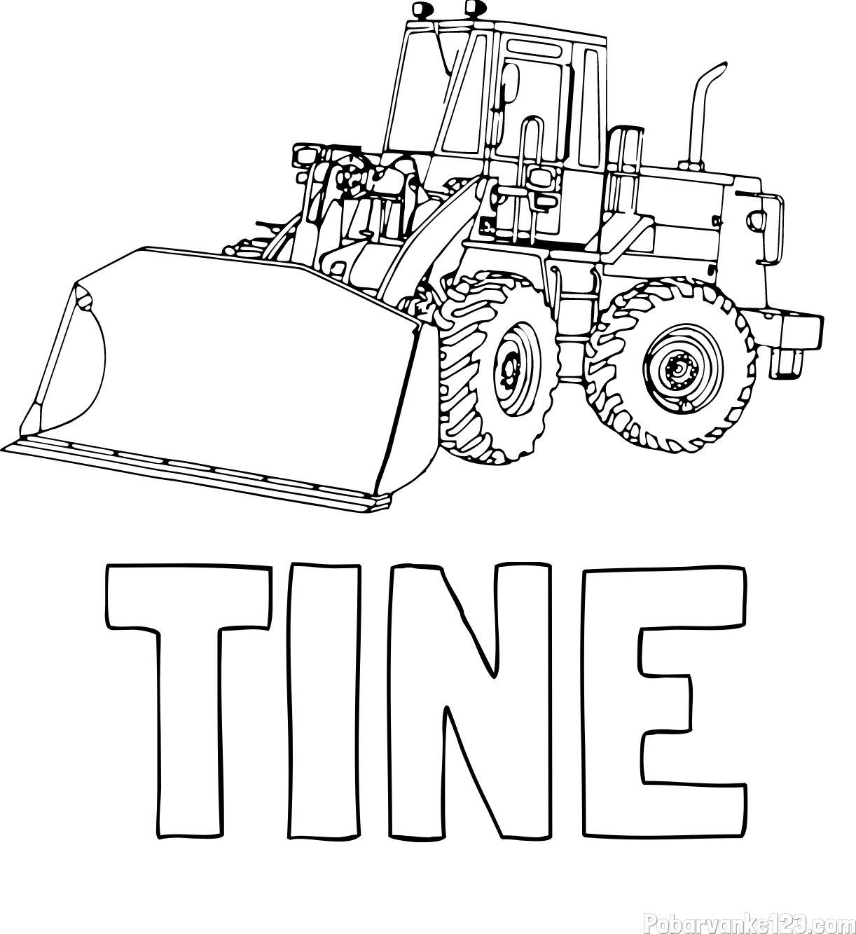 Pobarvanka imena TINE in pobarvanka velikega bagra