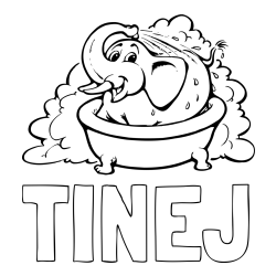 Online izdelana pobarvanka - Pobarvanka imena TINEJ in pobarvanka nasmejanega slončka