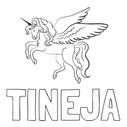 Online izdelana pobarvanka - Pobarvanka imena TINEJA in lepa pobarvanka samoroga