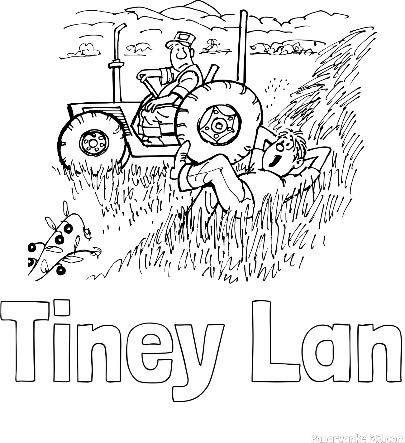 Pobarvanka imena Tiney Lan ter traktorja
