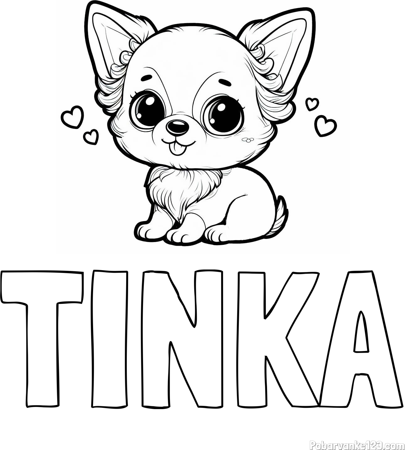 Pobarvanka imena TINKA in pobarvanka čivave