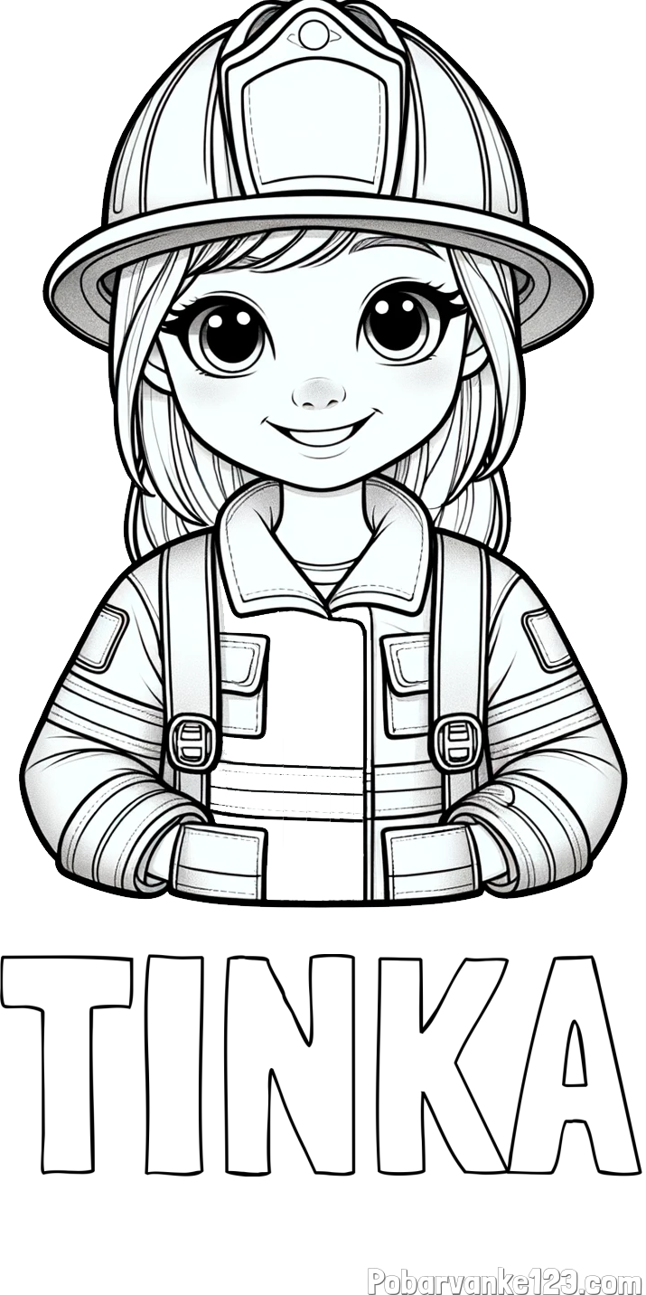 Pobarvanka imena TINKA in pobarvanka ljubke gasilke