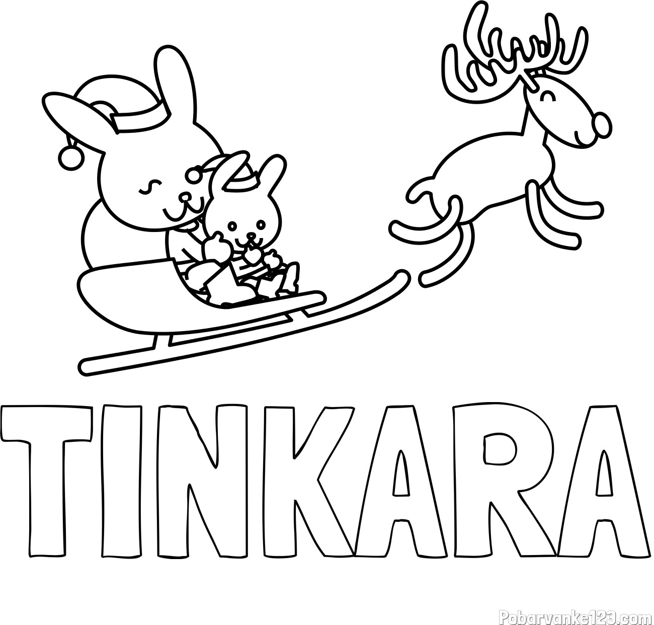 Pobarvanka imena TINKARA in božične sani