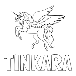 Pobarvanka imena TINKARA in lepa pobarvanka samoroga