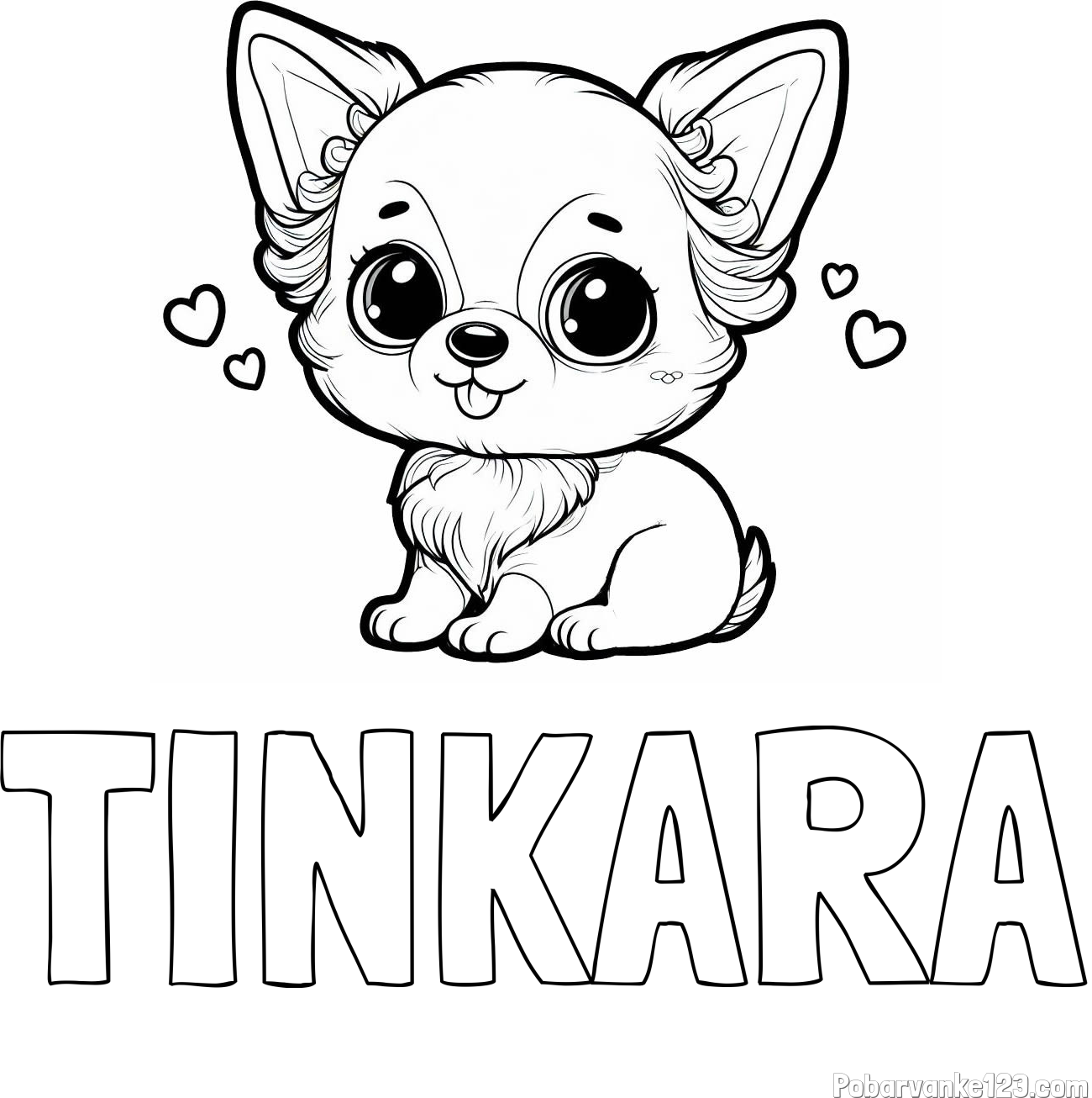 Pobarvanka imena TINKARA in pobarvanka čivave