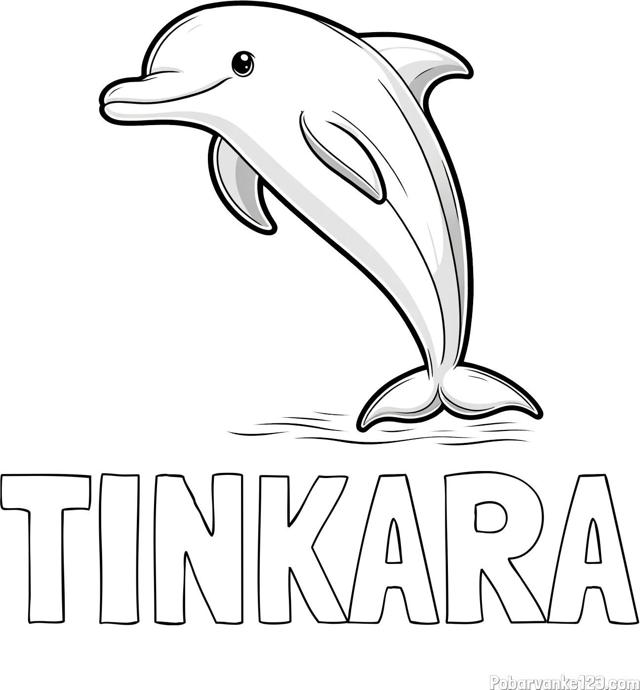 Pobarvanka imena TINKARA in pobarvanka delfina