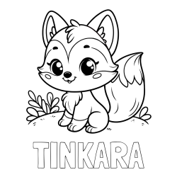 Pobarvanka imena TINKARA in pobarvanka lisičke