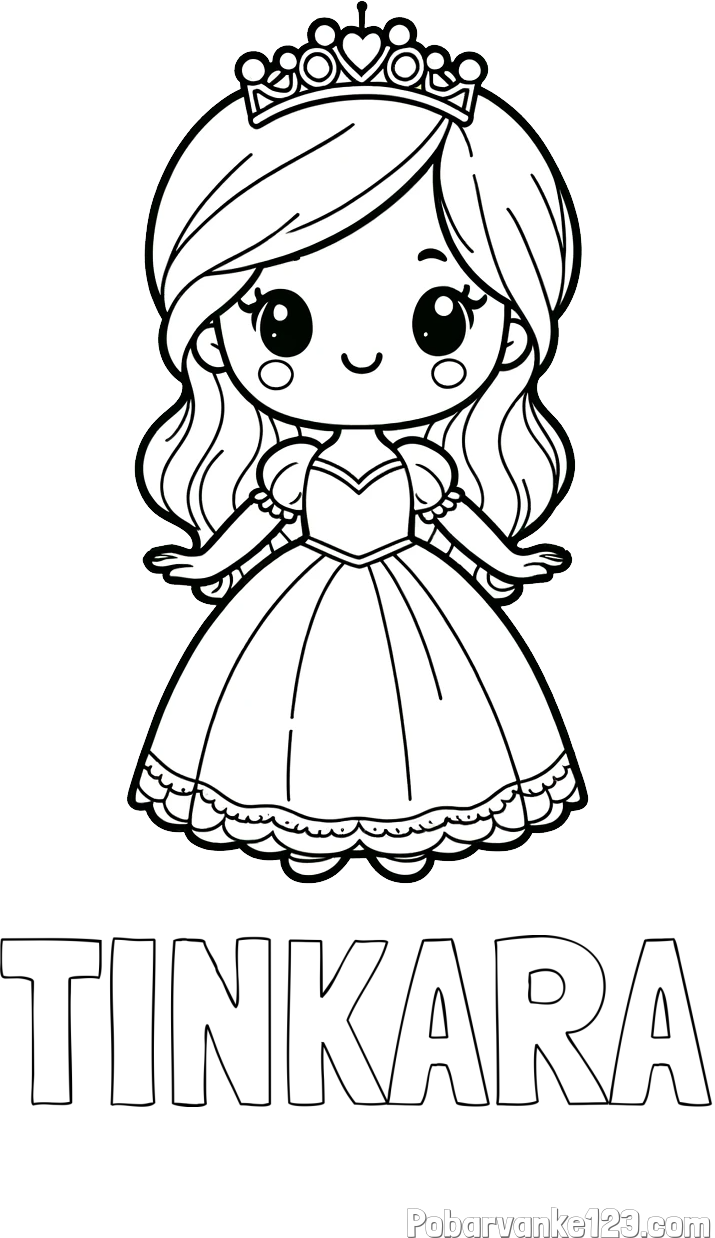 Pobarvanka imena TINKARA in pobarvanka ljubke princeske