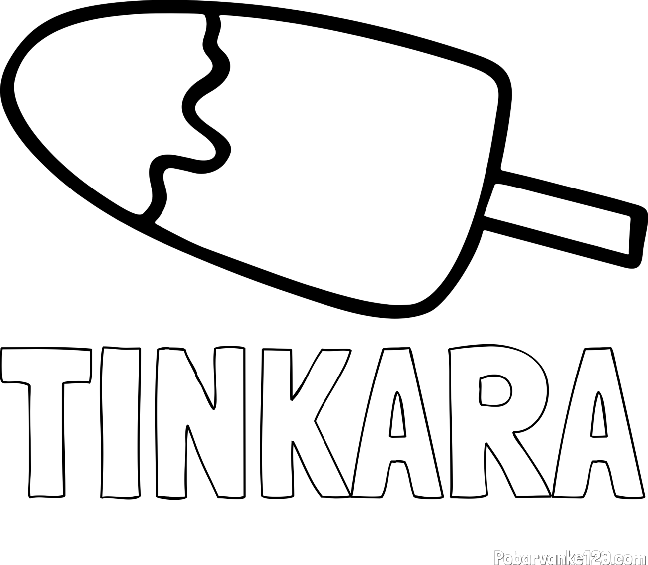 Pobarvanka imena TINKARA in pobarvanka lučke (sladoled na palčki)