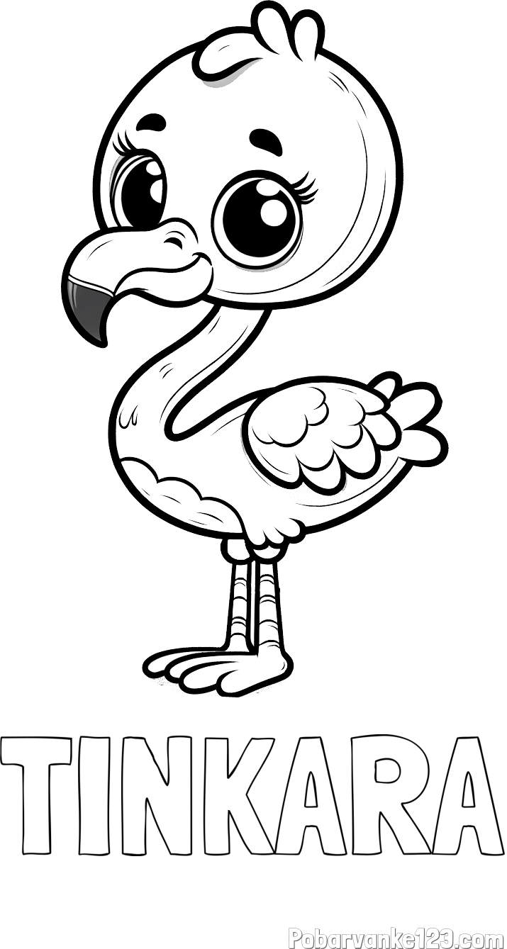 Pobarvanka imena TINKARA in pobarvanka majhnega flaminga