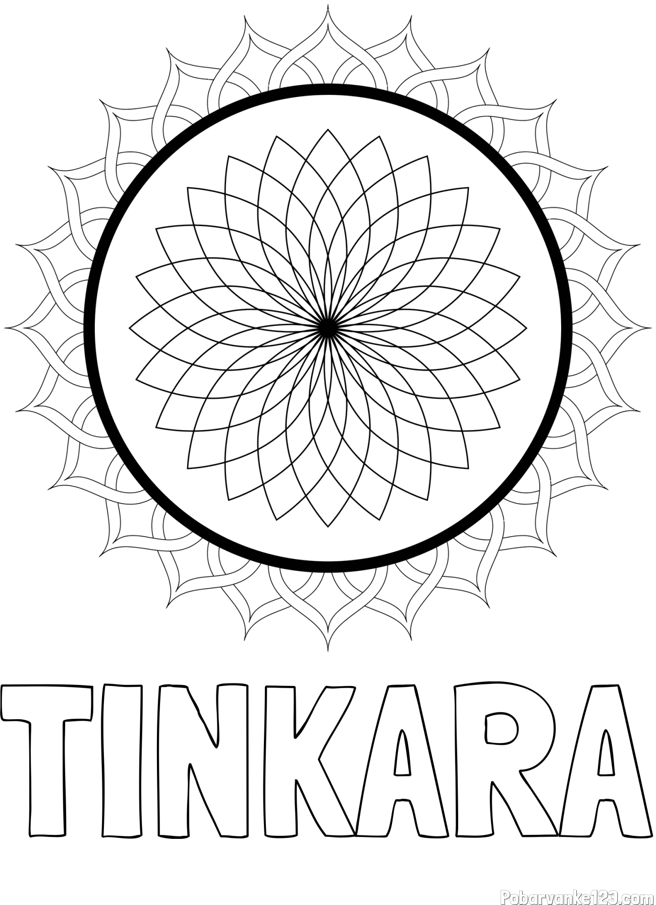 Pobarvanka imena TINKARA in pobarvanka mandale 2