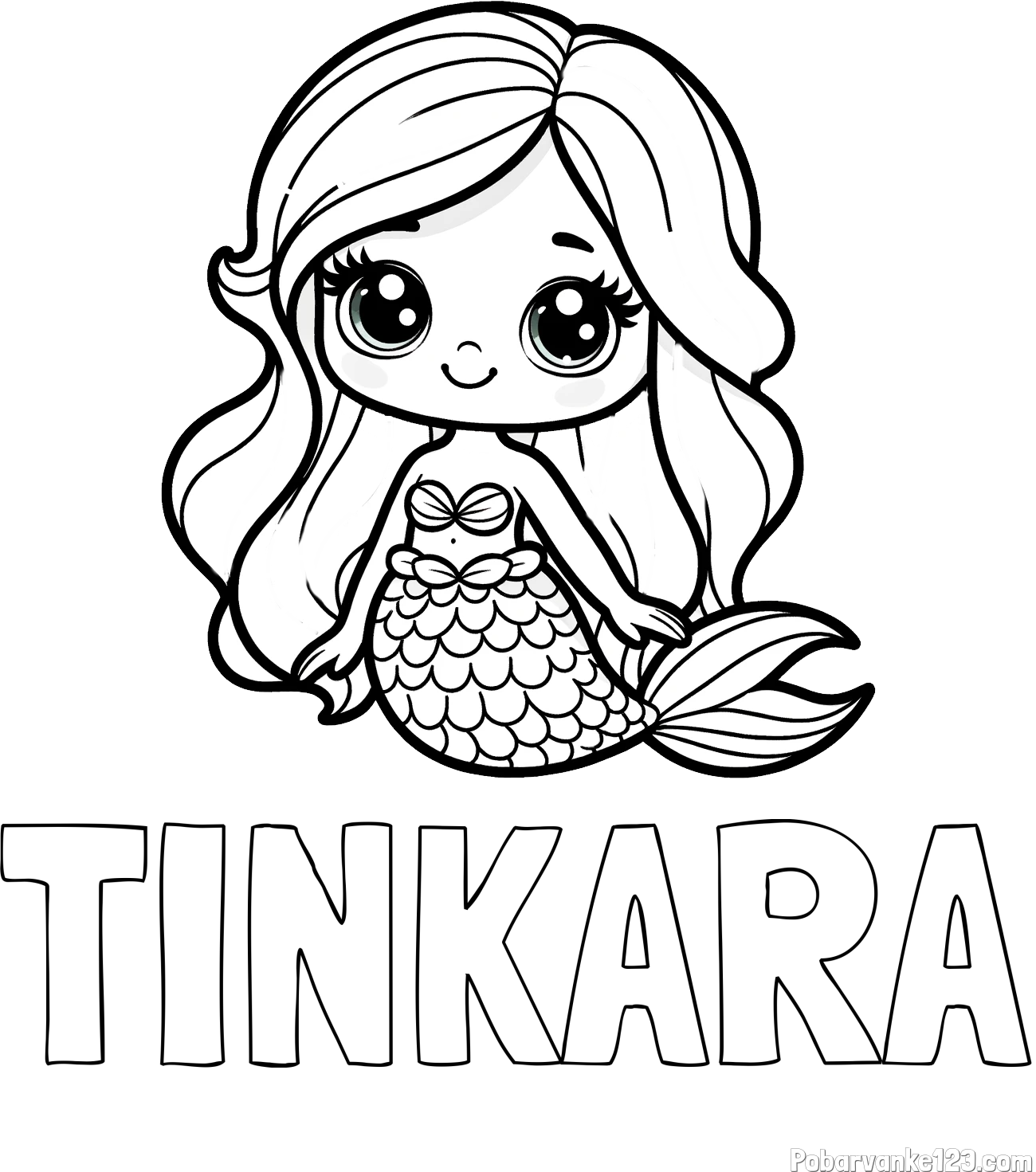 Pobarvanka imena TINKARA in pobarvanka prikupne morske deklice