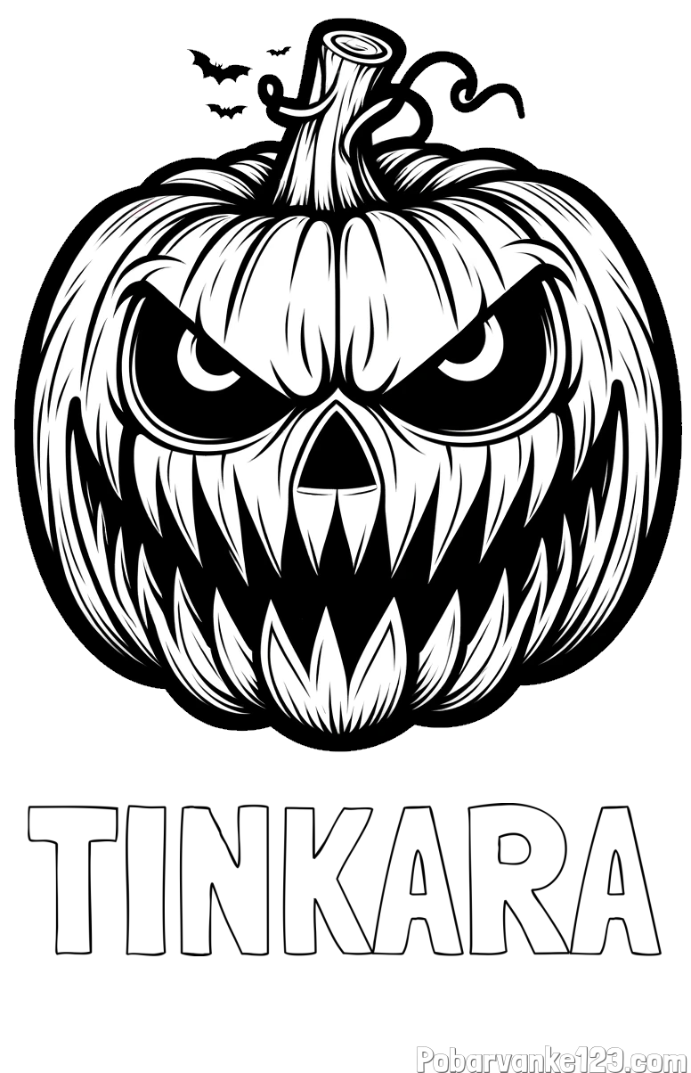 Pobarvanka imena TINKARA in pobarvanka zlobne buče za noč čarovnic
