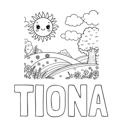 Online izdelana pobarvanka - Pobarvanka imena TIONA in otroška pobarvanka narave