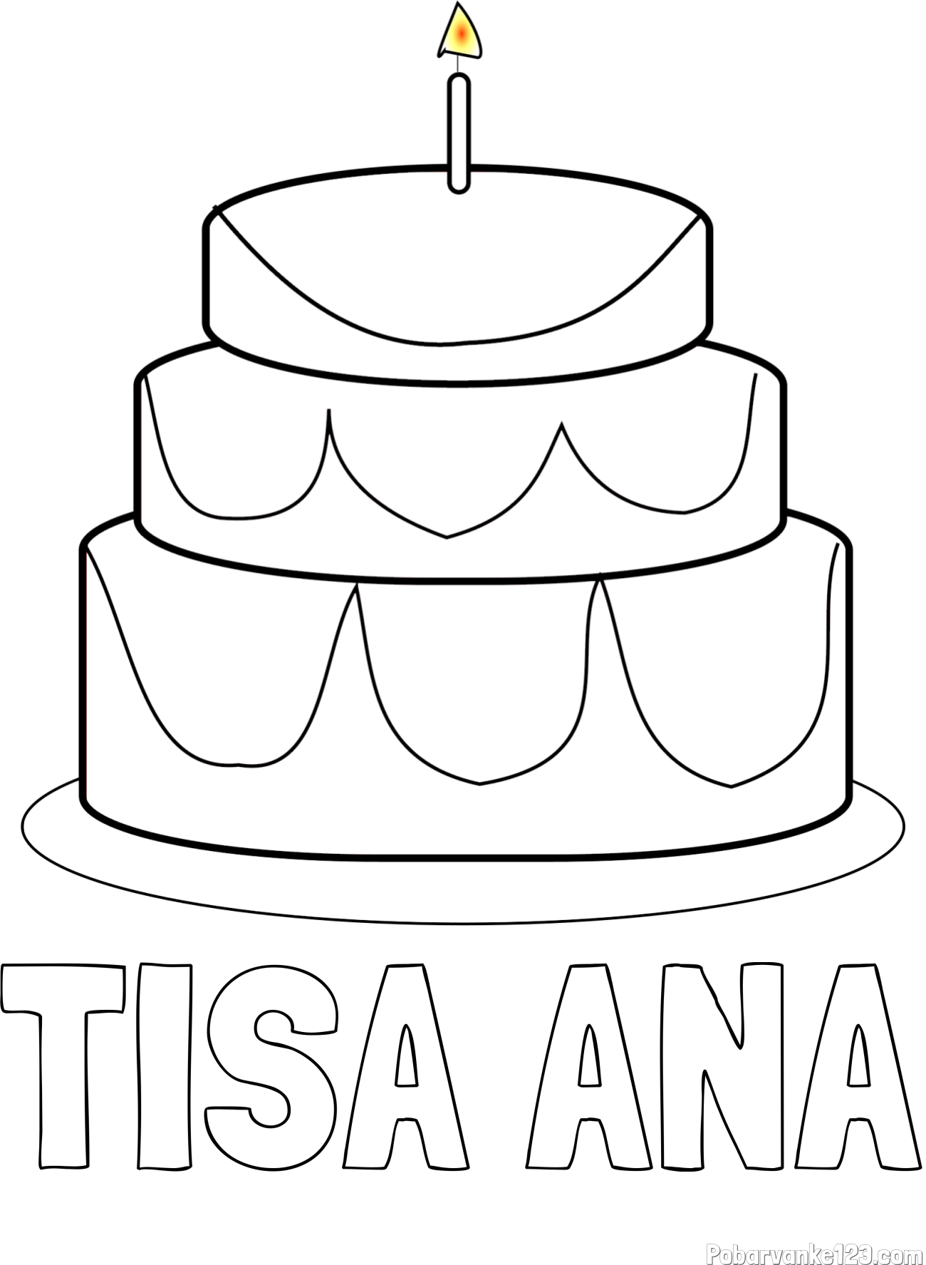 Pobarvanka imena TISA ANA in pobarvanka poročne torte