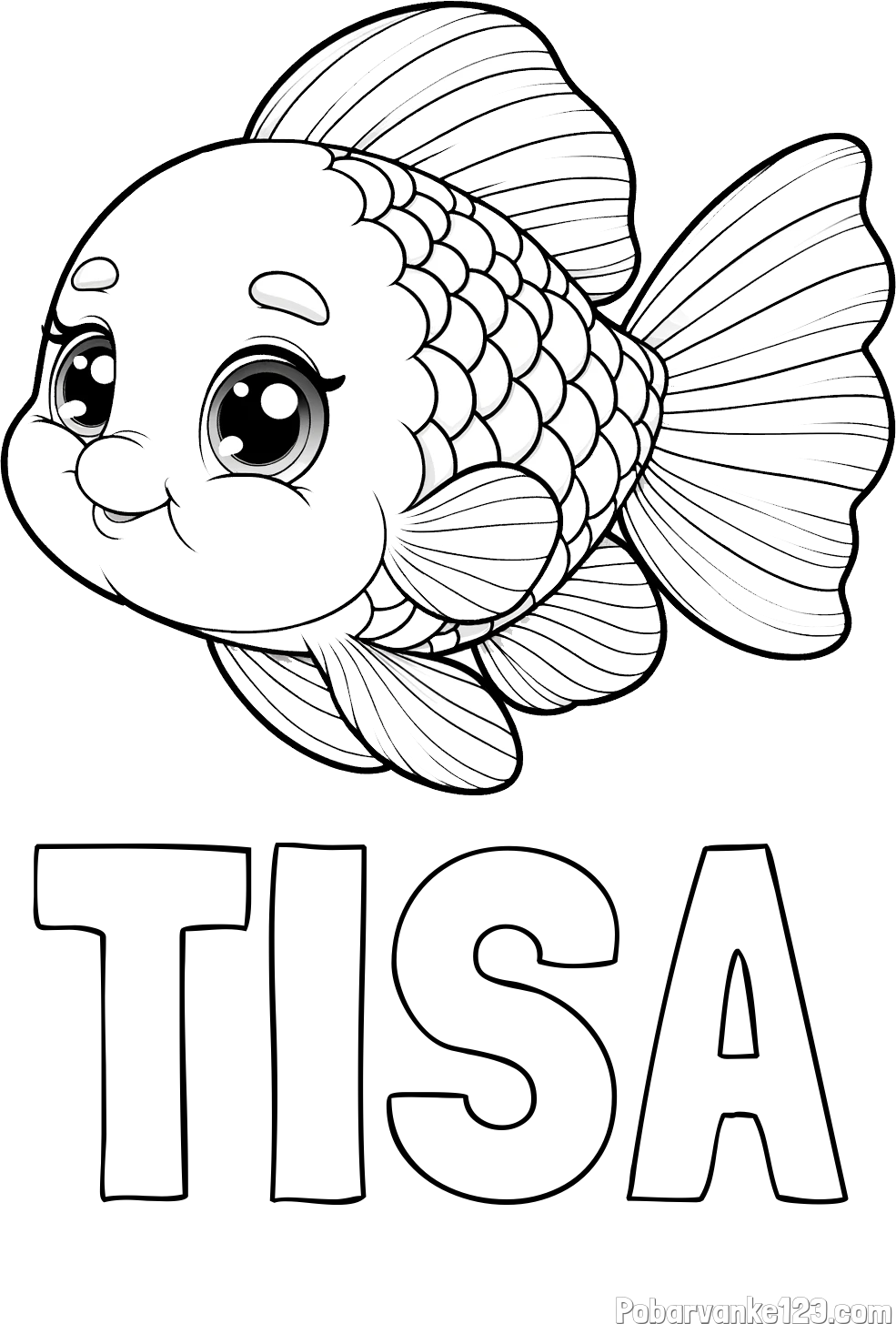 Pobarvanka imena TISA in ljubka pobarvanka starejše ribe