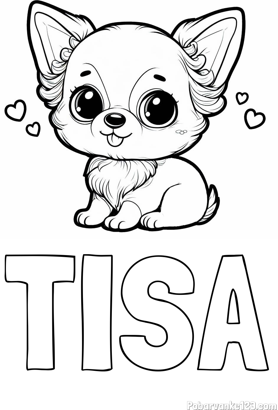 Pobarvanka imena TISA in pobarvanka čivave