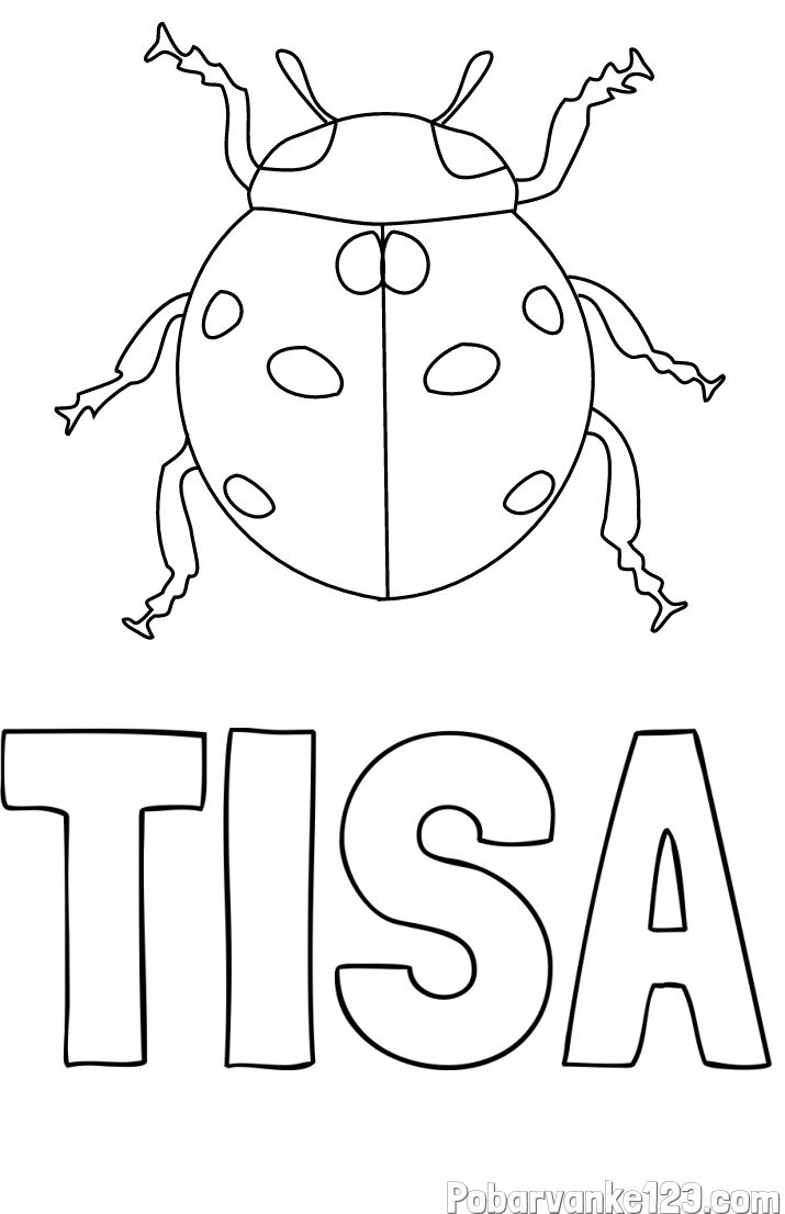 Pobarvanka imena TISA in pobarvanka pikapolonice