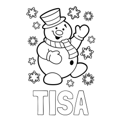 Pobarvanka imena TISA in pobarvanka veselega snežaka
