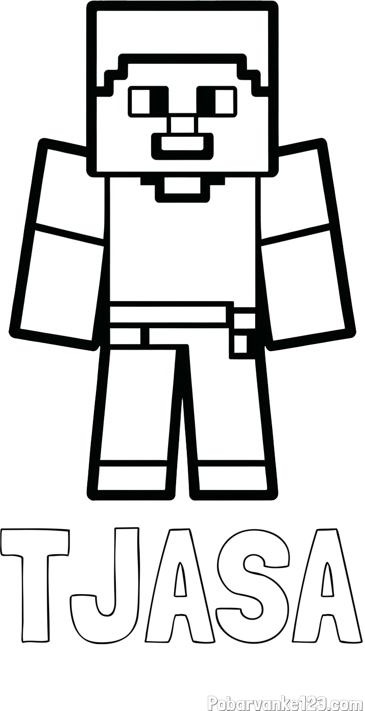 Pobarvanka imena TJAŠA in pobarvanka Minecraft figurice