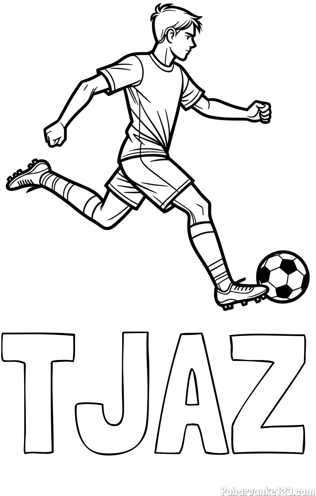 Pobarvanka imena TJAŽ in pobarvanka nogometaša v napadu