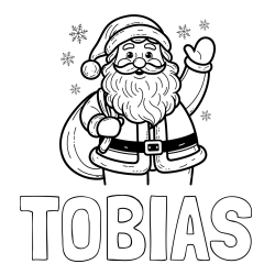 Online izdelana pobarvanka - Pobarvanka imena TOBIAS in pobarvanka nasmejanega Božička s polno vrečo daril