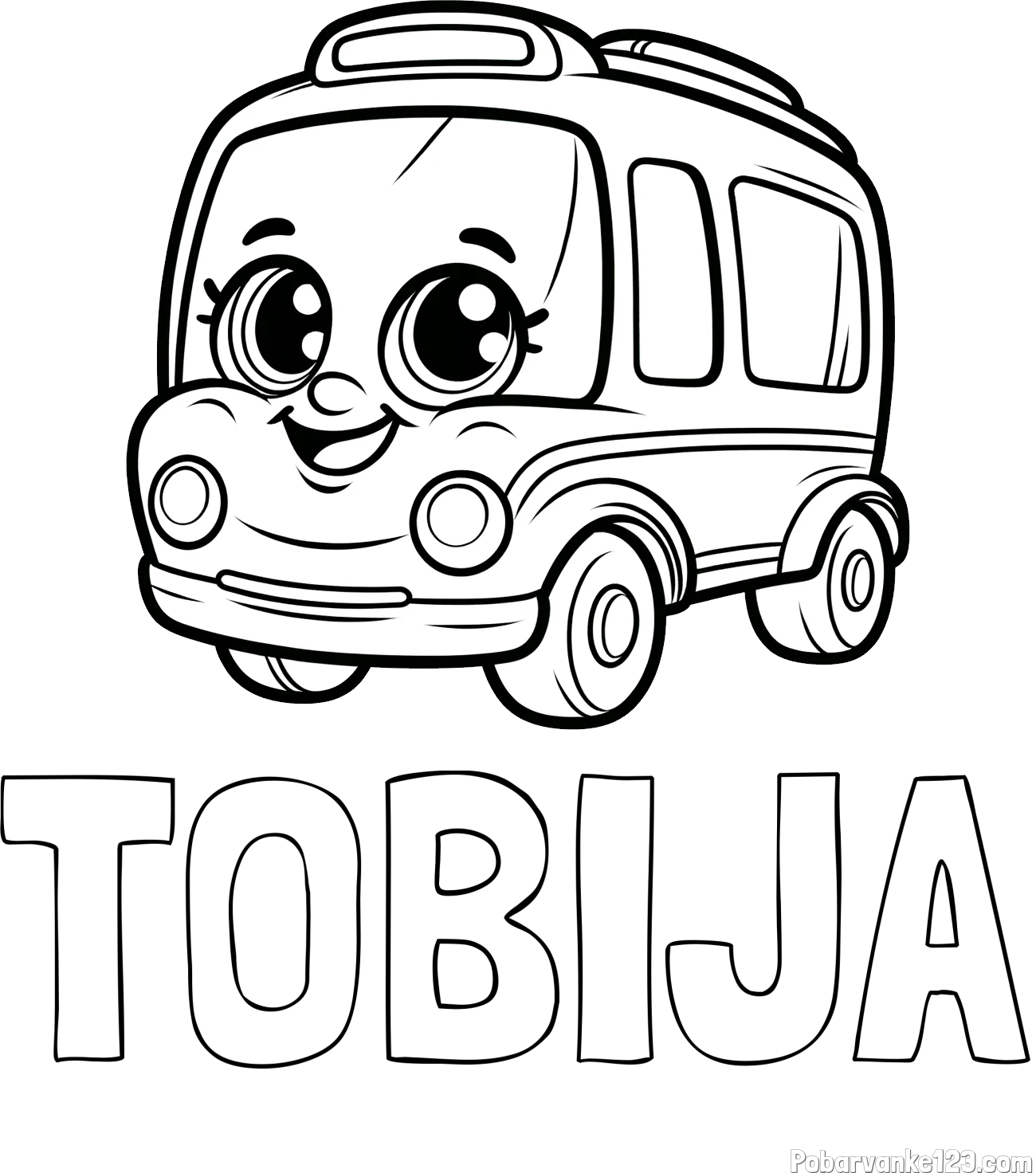 Pobarvanka imena TOBIJA in pobarvanka nasmejanega avtobusa